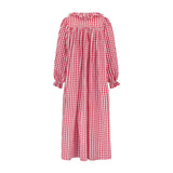 Nightingale Women's Dress Cranberry Gingham with Snow White Hand Smocking