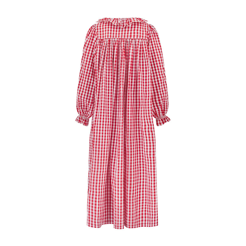 Nightingale Women's Dress Cranberry Gingham with Snow White Hand Smocking