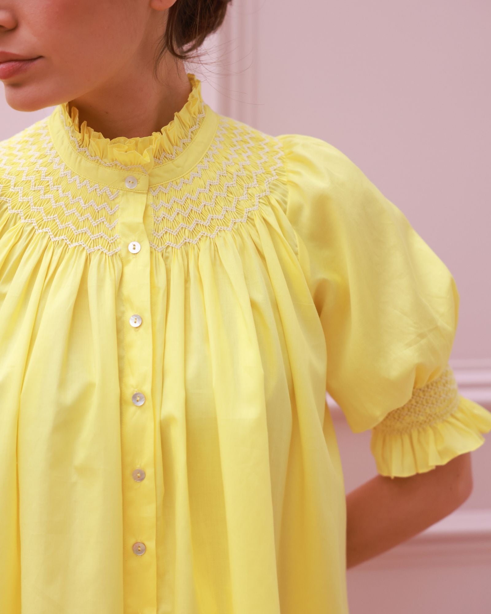 Scholl Summer Blouse Lemon Drop Lawn with Chalk Hand Smocking Edition 66