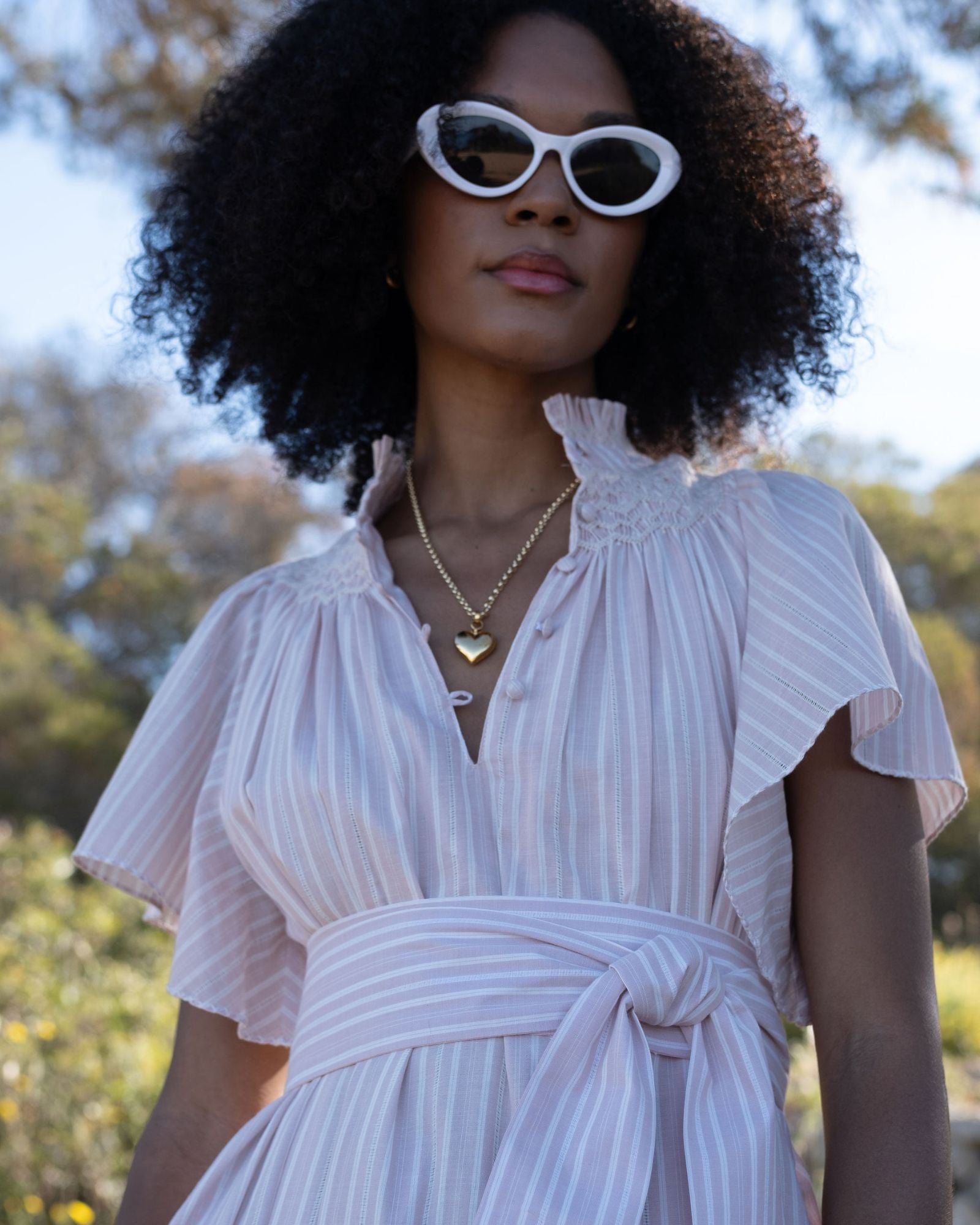 Colette Dress Parisienne Pink Stripe with Slaked Lime Hand Smocking