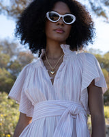 Colette Dress Parisienne Pink Stripe with Slaked Lime Hand Smocking