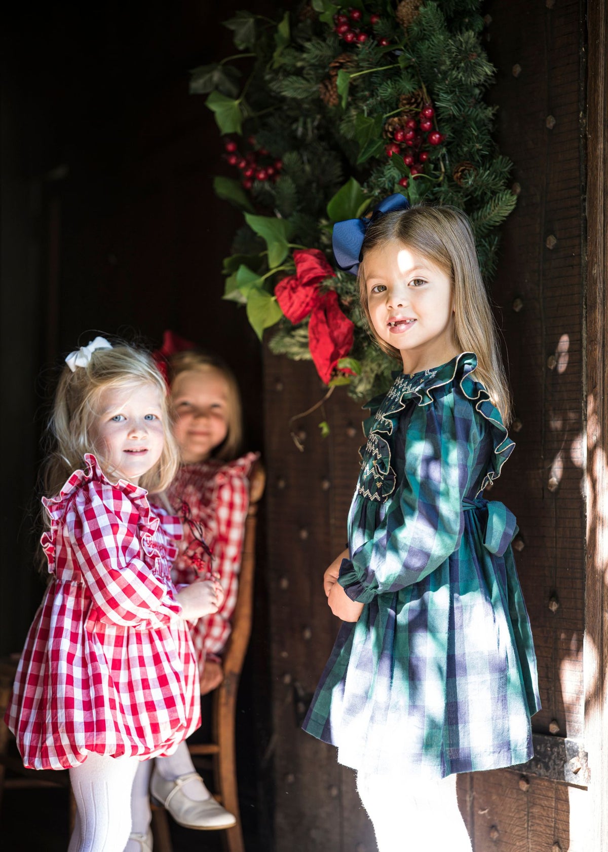 1-2, 2-3, 6-8y Anna Pavlova Dress Pine Tree Gingham with Hearts a Glow Hand Smocking