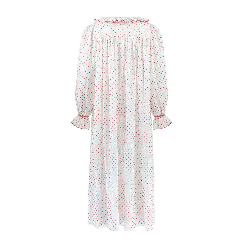 Nightingale Women's Dress Red Berry Plumetti with Stacked Waves Hand Smocking