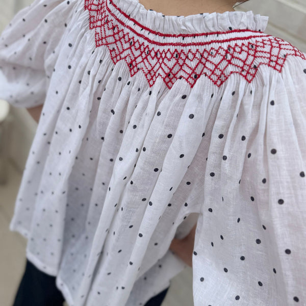 Cleopatra Blouse Domino Spots with Hot Lips Hand Smocking Edition 23