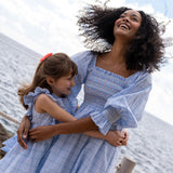 Josefine Butler Dress Seaside Check with Cherries Hand  Smocking