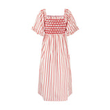 Josefine Butler Dress Aquafresh Stripe with Big Apple Hand Smocking
