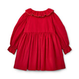 Elizabeth Blackwell Dress Crimson Needlecord with Gold Coin Hand Smocking