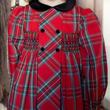 Margaret Thatcher Dress Red Royal Stewart with Nutcracker Hand Smocking