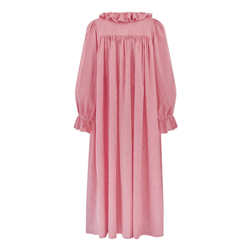 Nightingale Women's Dress Red Vichy with Snow Bow Hand Smocking