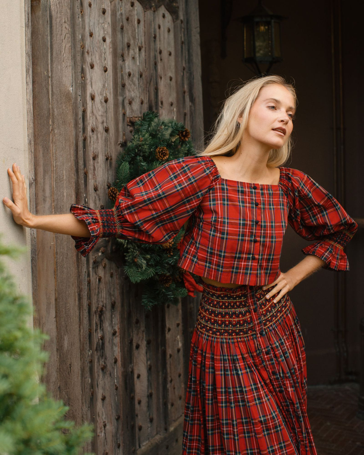 Sappho Blouse Royal Stewart with with Nutcracker Hand Smocking