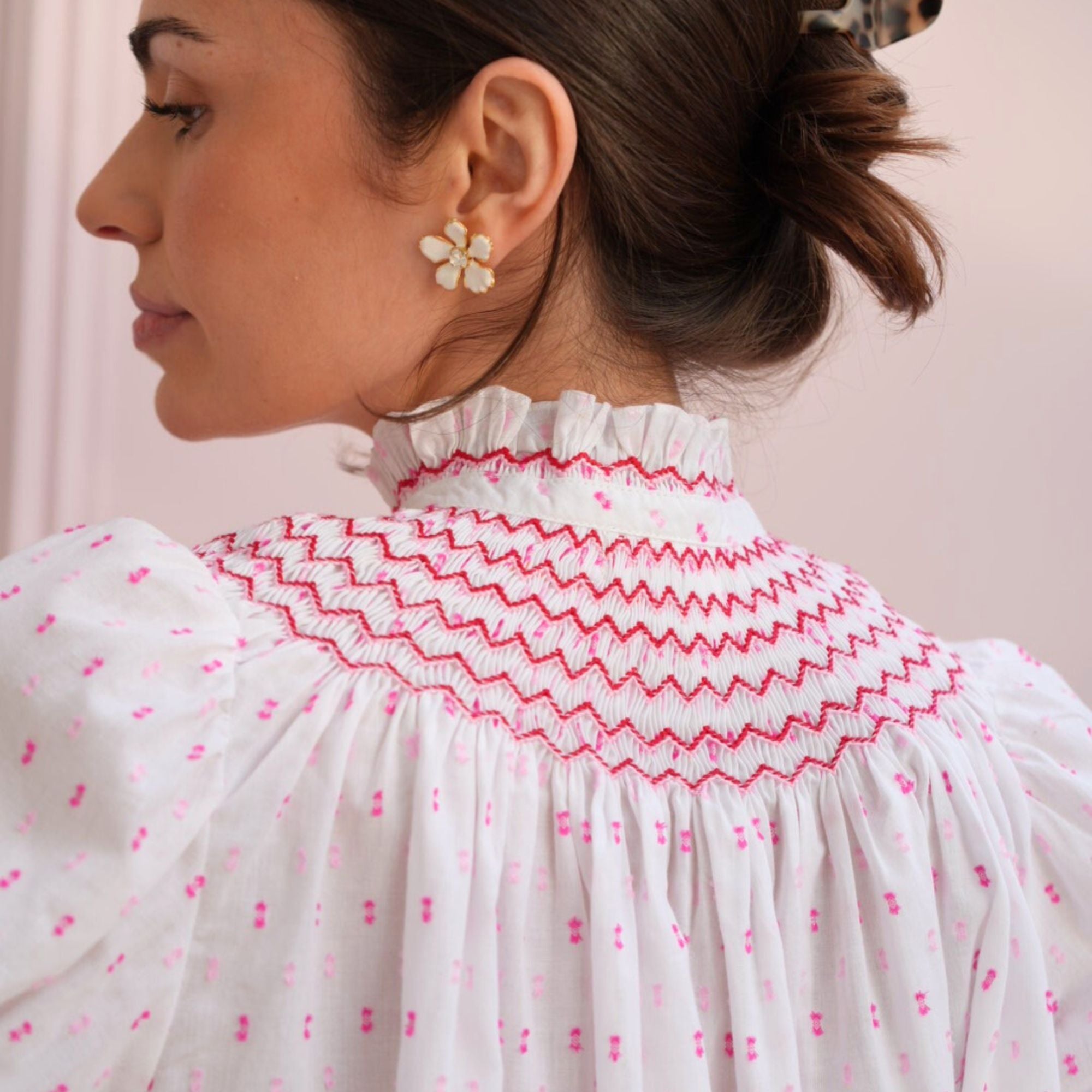 Scholl Blouse Cherry Pop Plumetti with Big Love Hand Smocking Edition 58