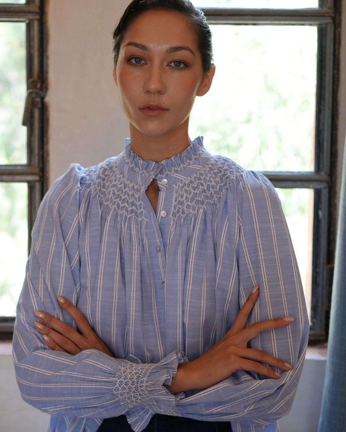 Scholl Blouse Boat Club Stripe with Chalk Hand Smocking Edition 68