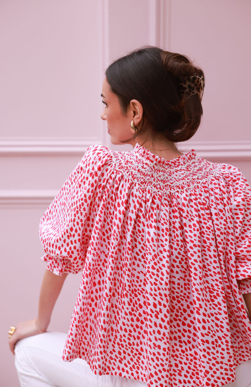 Cleopatra Blouse Pink Panther Cotton with Milkshake Hand Smocking Edition 36