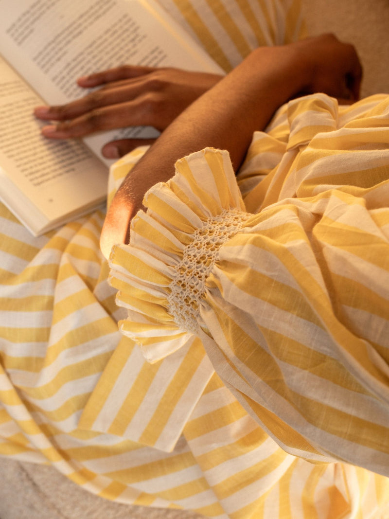 Grace Darling  Dress Amalfi Stripe with Double Cream Hand Smocking