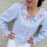 Bronte Blouse Skyscraper Stripes with Strawberrylicious Embroidery