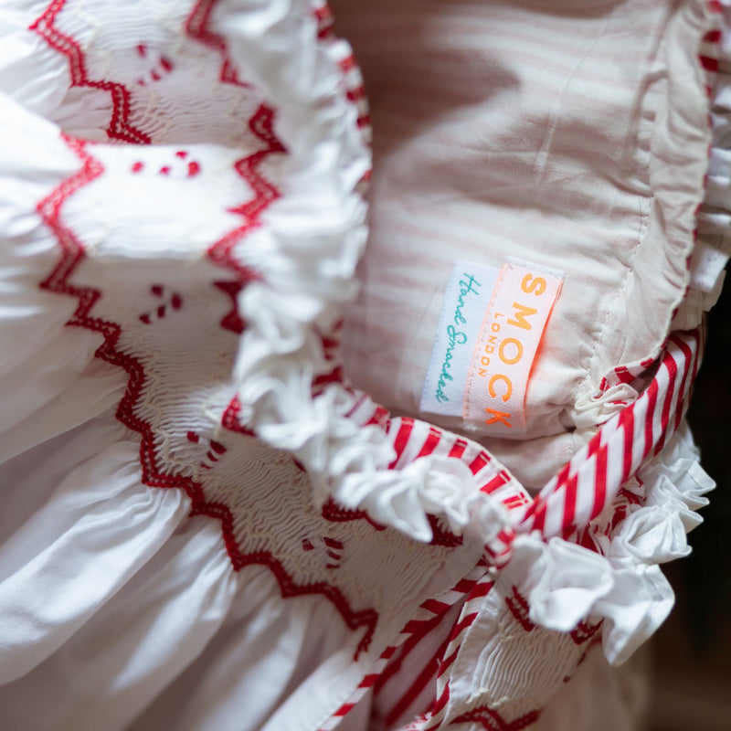Edit58 x Smock London Candy Cane Stripe Sack with Candy Cane Hand Smocking