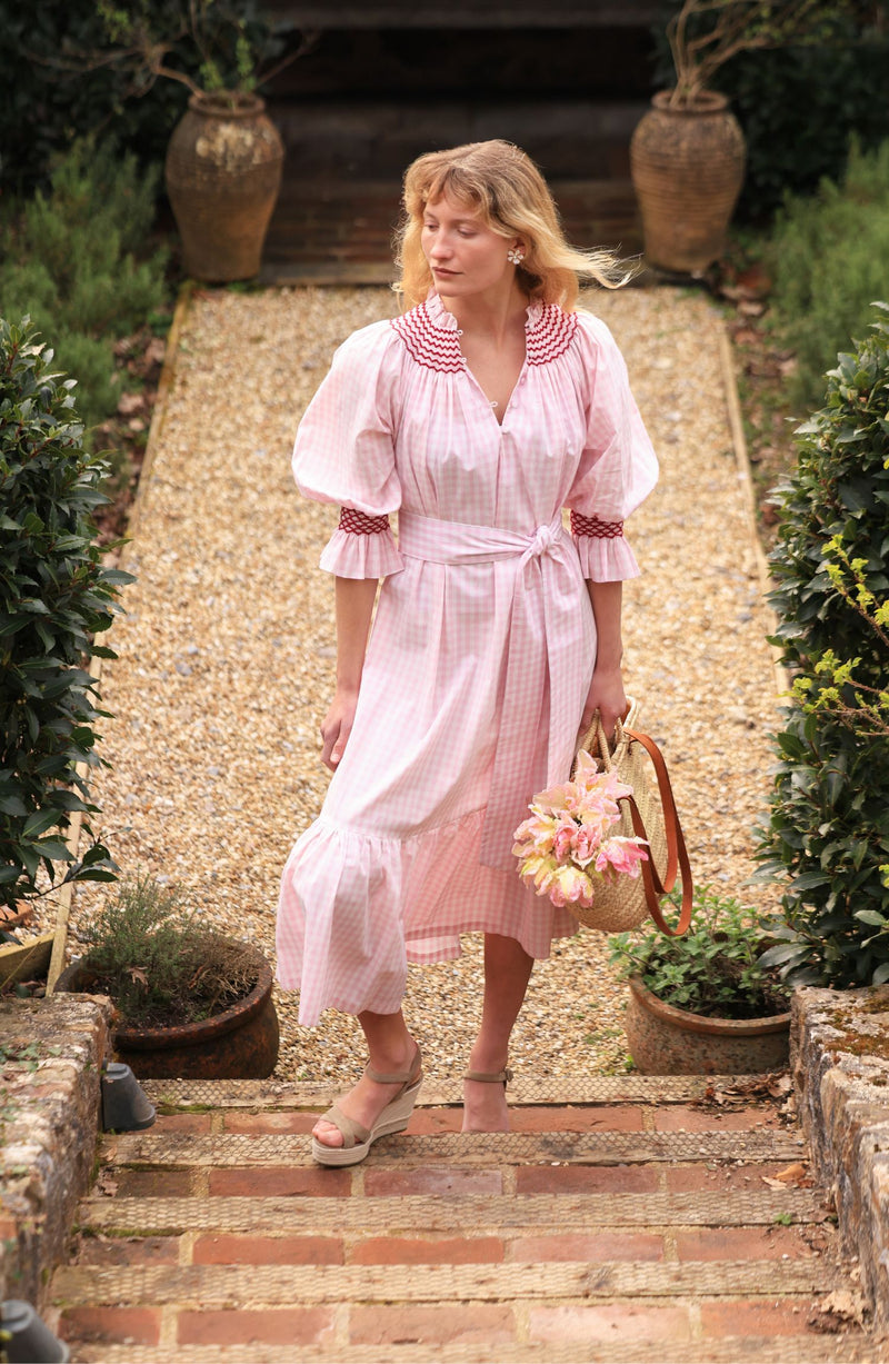 Ada Lovelace Dress Sugar and Spice Gingham with Ruby Hand Smocking
