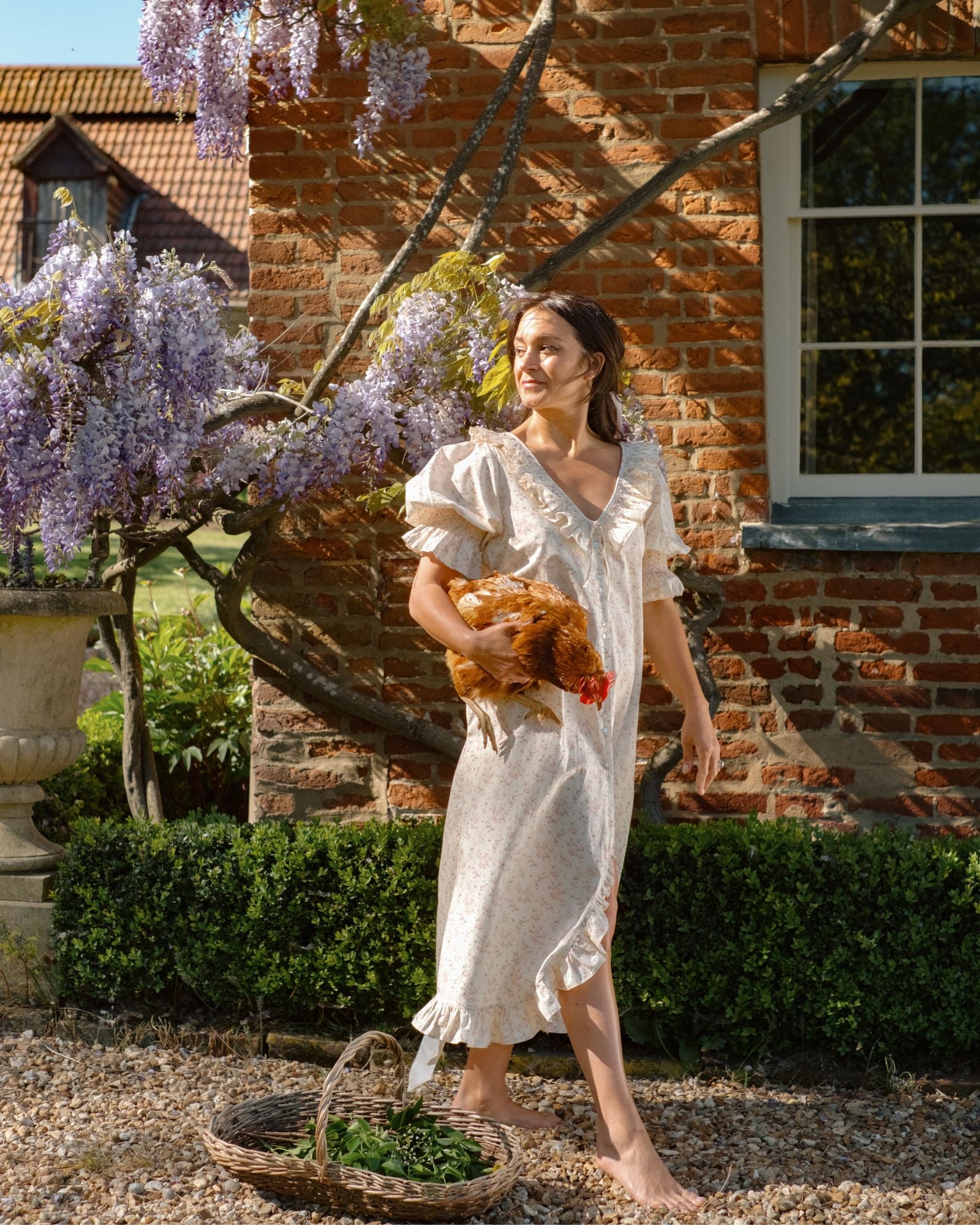 My Mulberry House x Smock London Lizzie Dress Tea Rose Cotton with Generous Gardener smocking