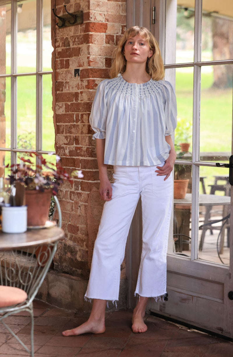 Cleopatra Blouse Maine Stripe with Seaside Hand Smocking Edition 39