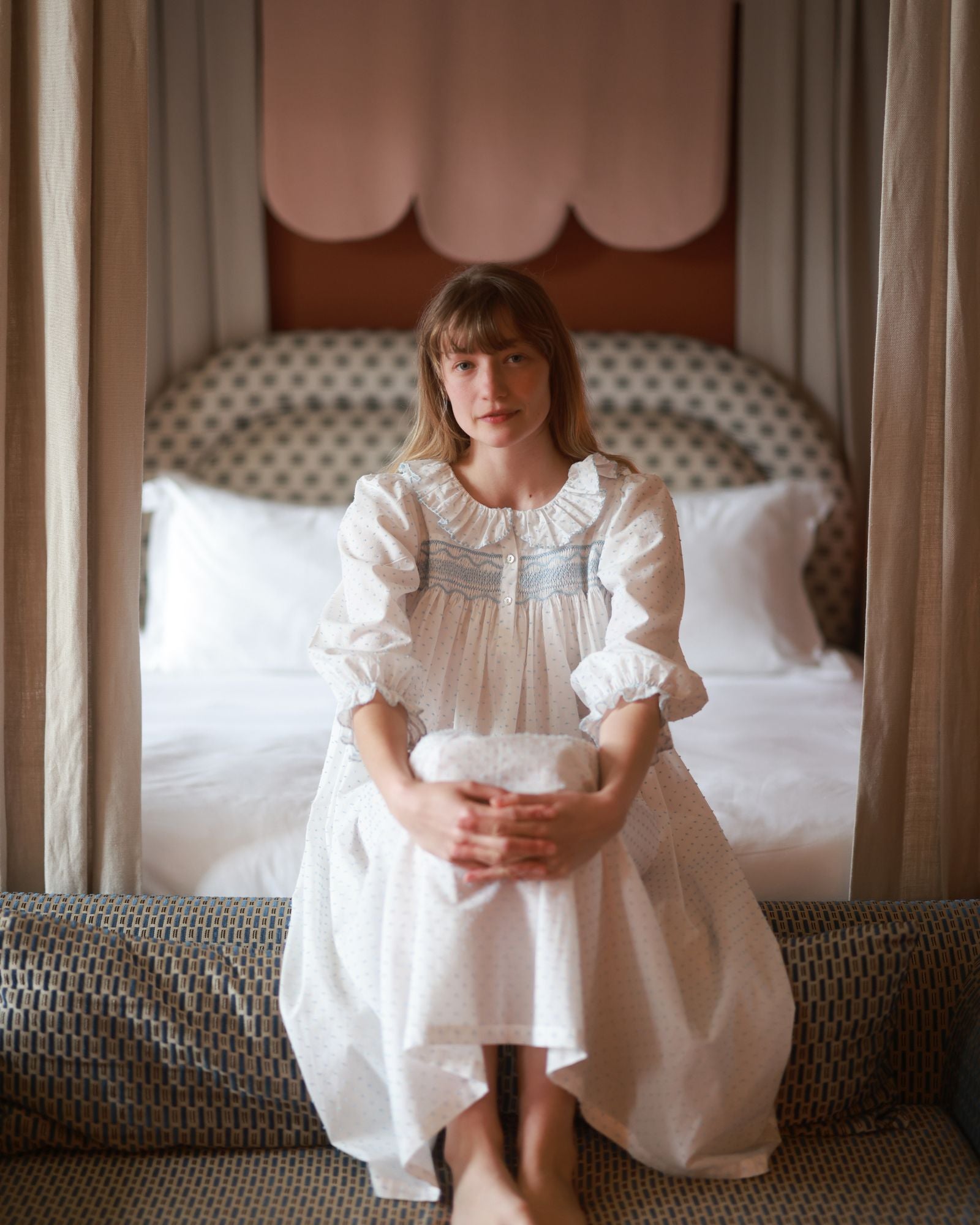 Nightingale Dress Forget Me Not Plumetti Delphinium Hand Smocking