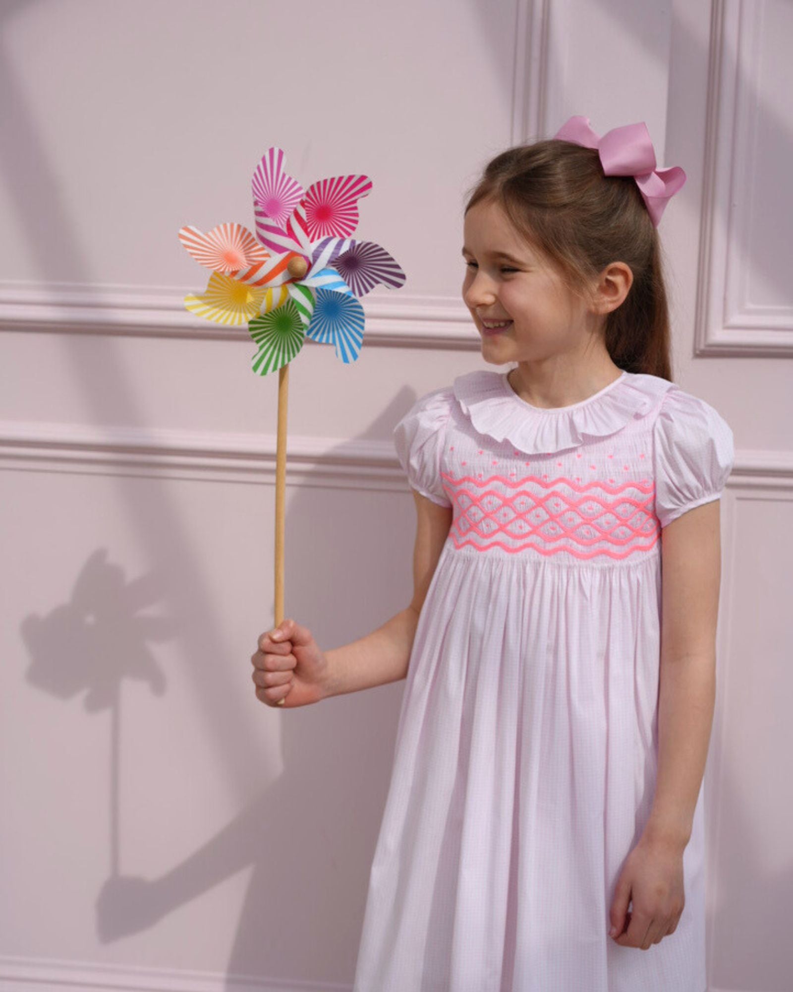 Katherine Johnson Dress Grid Cotton Strawberrylicious Hand Smocking
