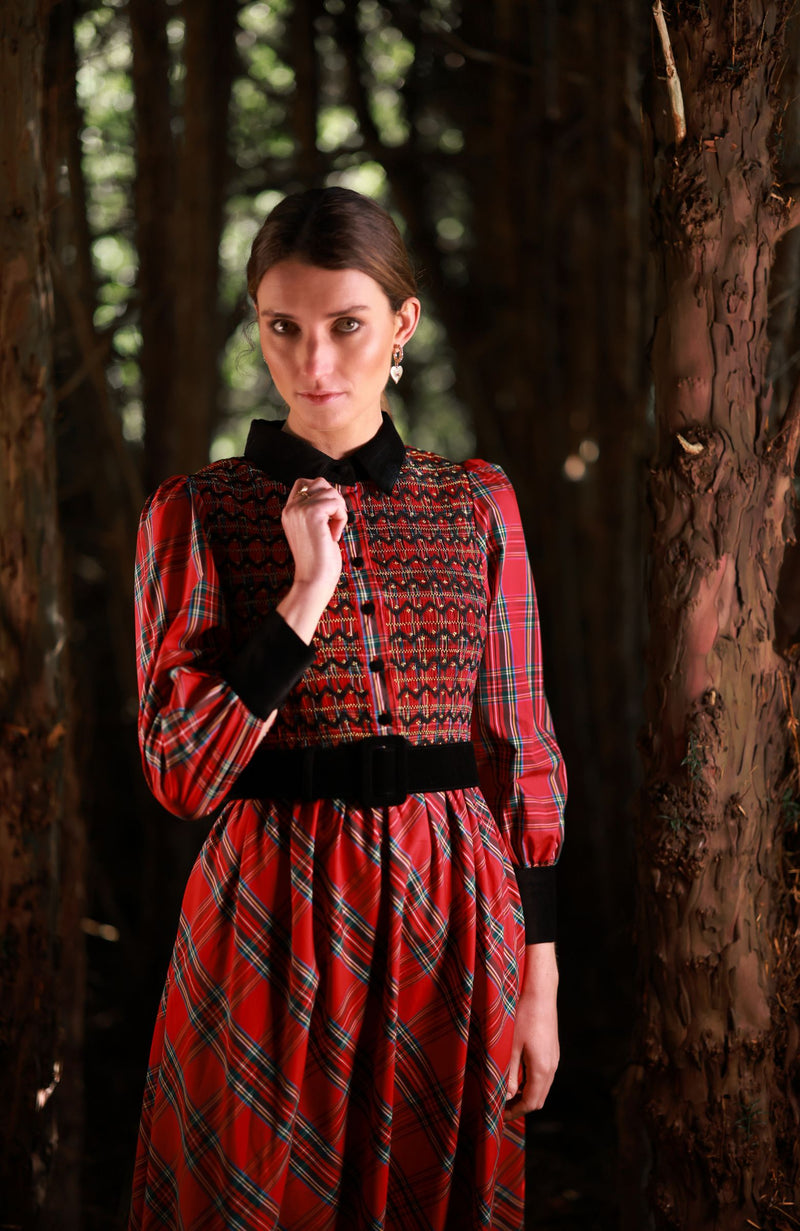 Victoria Woodhull Women's Dress Royal Stewart with with Nutcracker Hand Smocking