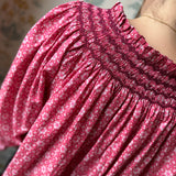 Cleopatra Blouse Mulberry Star Cotton with Merlot Hand Smocking Edition 32