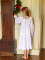 Cassat Girl's Dress Moonstone Cotton with Holly Hand Smocking
