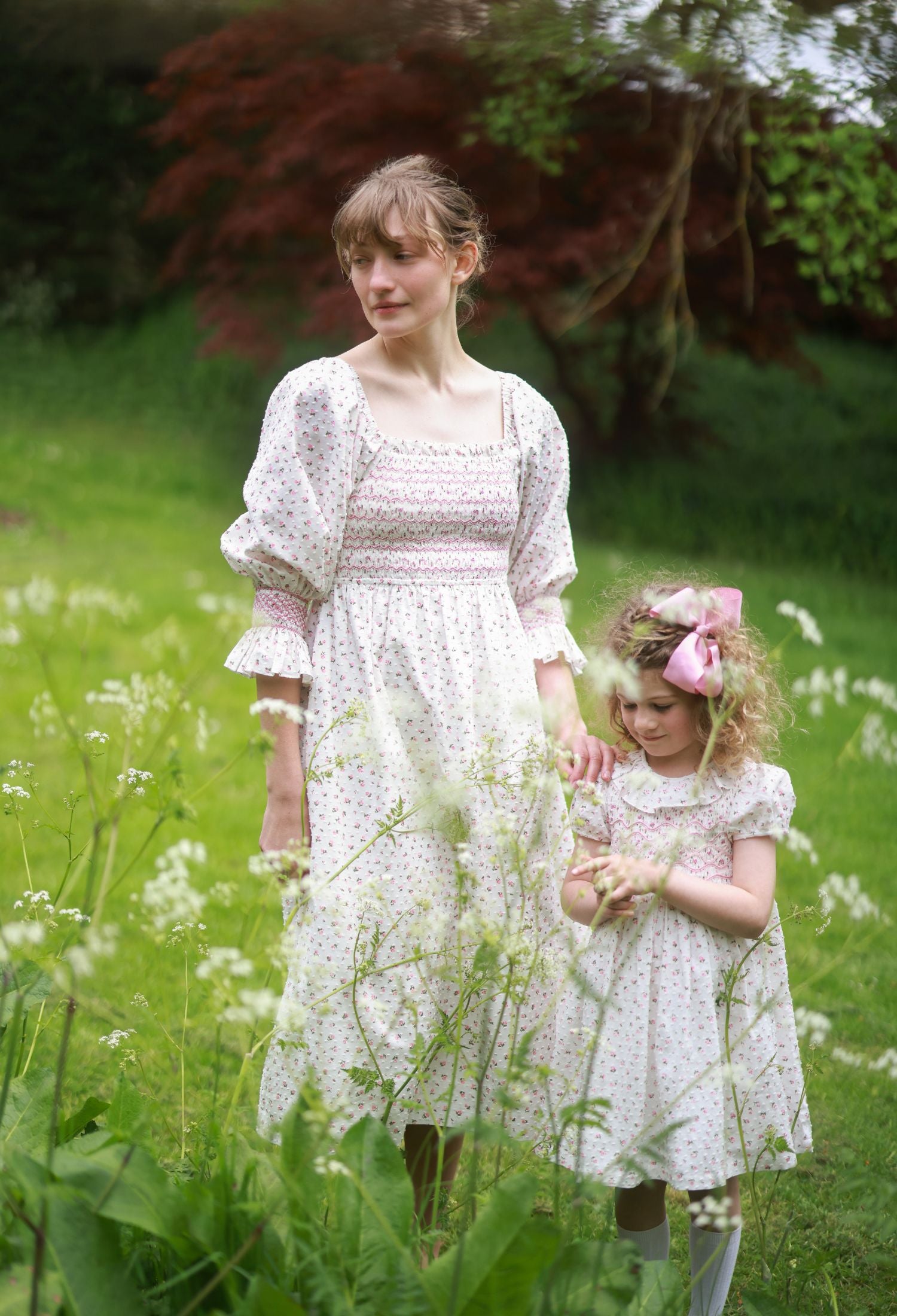 Katherine Johnson Dress Rosebud Plumetti with Vintage Rose Hand Smocking