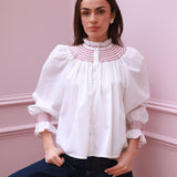 Scholl Women's Blouse White with Rosehip Hand Smocking Editon 56