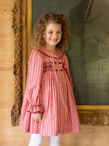 Margaret Thatcher Dress Mulberry Trellis with Diamonds and Rubies Hand Smocking