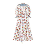 Ada Lovelace Dress Rainbow Marigold with Delft Blue Hand Smocking