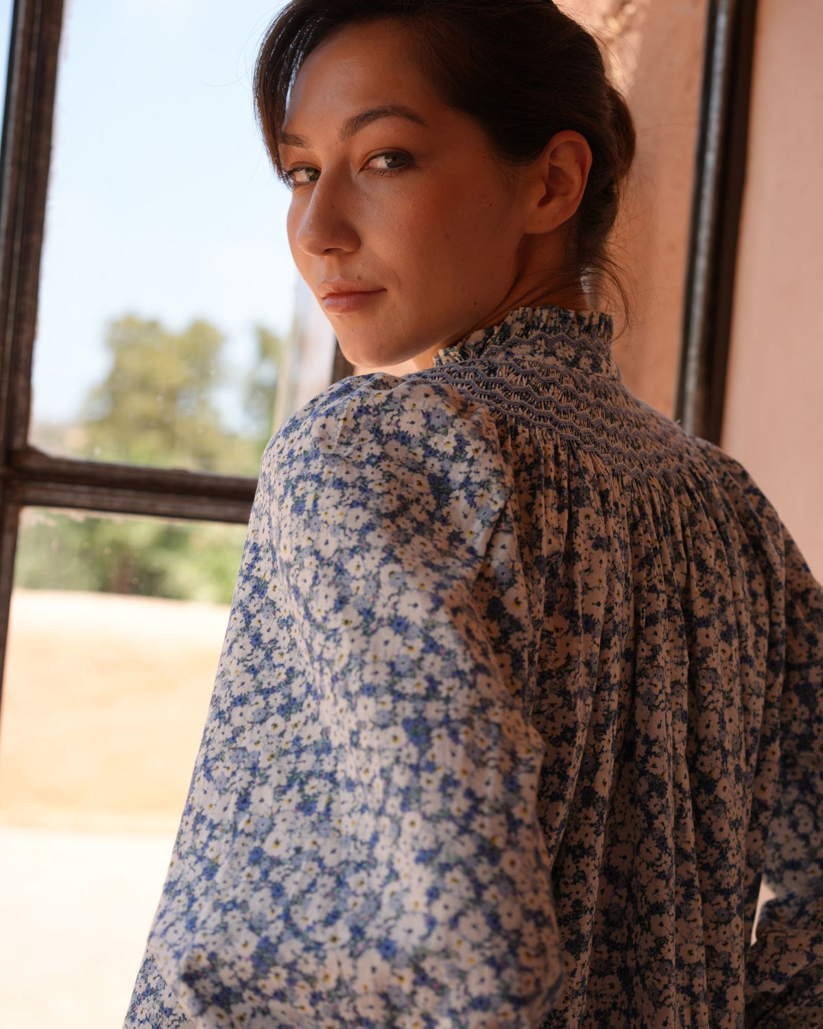Scholl Blouse Midsummer Meadow with Cornflower Haze Hand Smocking Edition 69