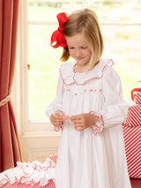 Nightingale Girls Dress Moonstone with Candy Cane Hand Smocking