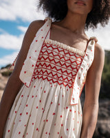 Grace Hopper Loveheart Cotton Lawn with Roses are Red Hand Smocking