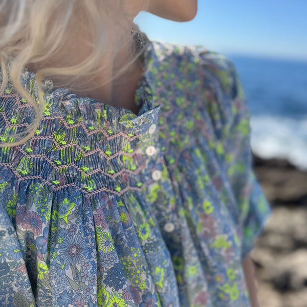 Cleopatra Blouse with Rhubarb and Custard Hand Smocking Made With Liberty Margaret Annie Neon Edition 22