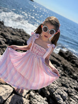 Beatrix Potter Sun Dress Sugared Violet Stripe with Sweet Shop Hand Smocking