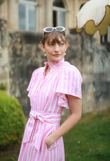 Colette Dress Raspberry Ripple Stripe with Sugar Babes Hand Smocking