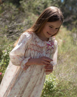 Nightingale Girl's Dress Rosebud Chintz with Peony Hand Smocking