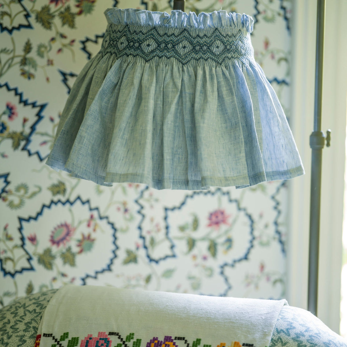 Edit58 x Elsie Lampshade Skirt Delphinium Cross Stitch Neptune Hand Smocking