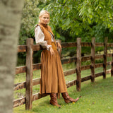 Sullivan Women's Skirt Butterscotch Needlecord with Spiced Vanilla Hand Smocking