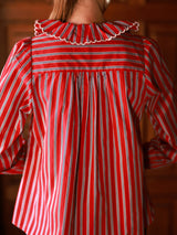 De Beauvoir Blouse Varsity Stripe with Cricket White Embroidery