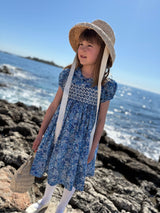 Antoinette Dress with White Horses Hand Smocking Made With Liberty Margaret Annie Azure