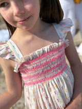 Rachel Carson Girls Dress Neon Confetti Plumetti with Wham Bar Hand Smocking
