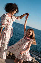 Ada Lovelace Dress Mon Cherry Cotton with a La Mode Hand Smocking