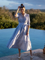 Wu Zetian Dress Brighton Stripe with Light Me Up Hand Smocking