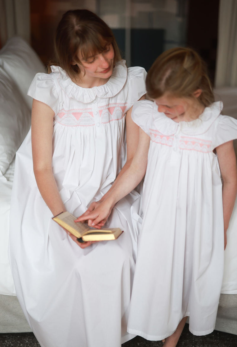 Nightingale Dress with Stacked Waves Seashell Hand Smocking