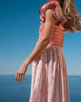 Octavia Hill Dress Red Ribbons with Love Knot Hand Smocking