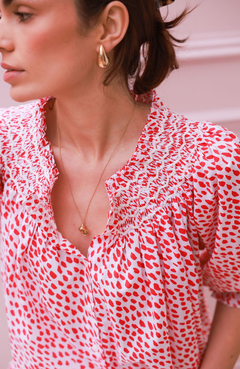 Cleopatra Blouse Pink Panther Cotton with Milkshake Hand Smocking Edition 36