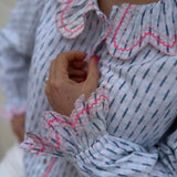 Bronte Blouse Skyscraper Stripes with Strawberrylicious Embroidery